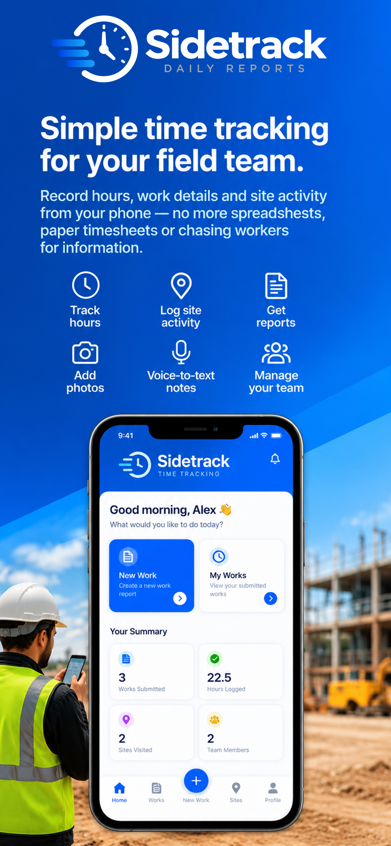 SideTrack home screen with daily summary