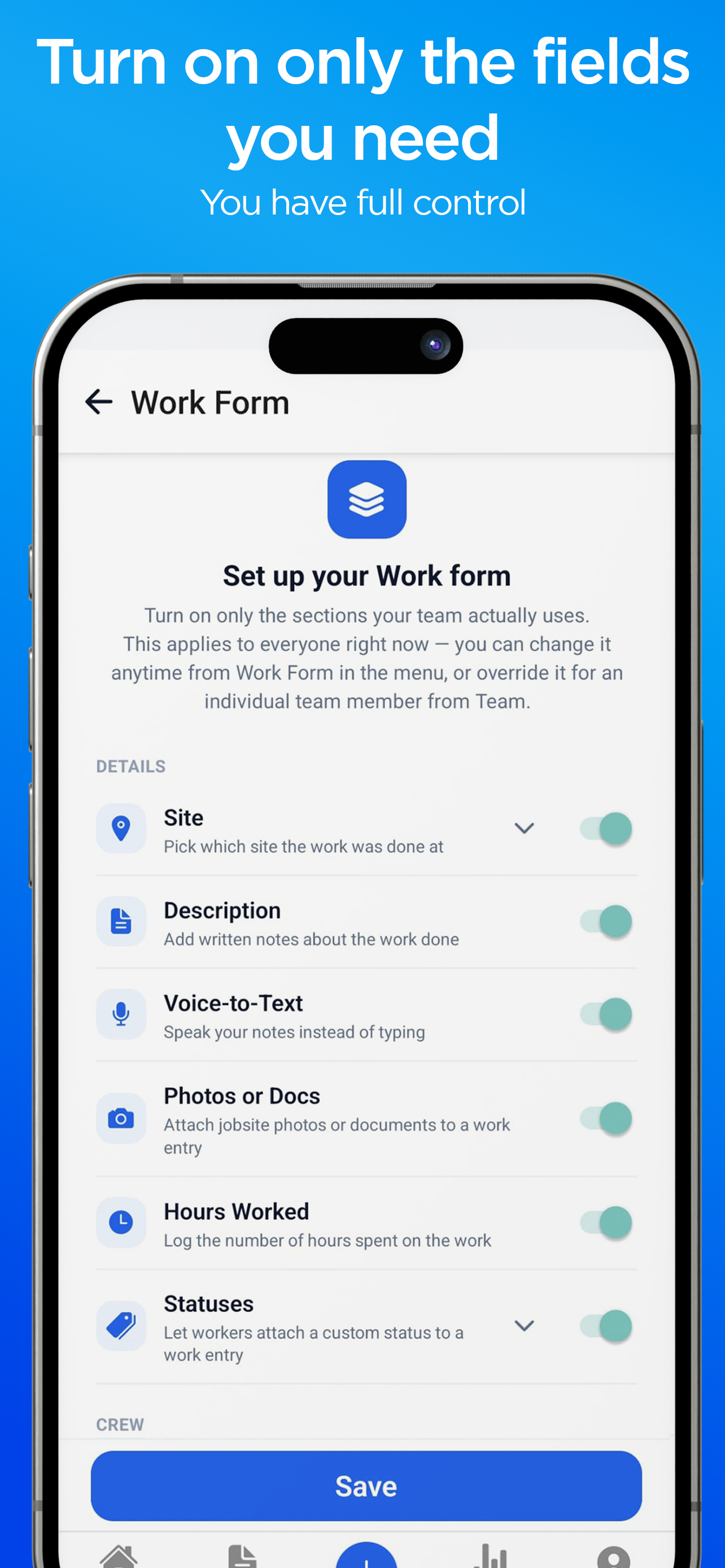 Customising the SideTrack work form fields